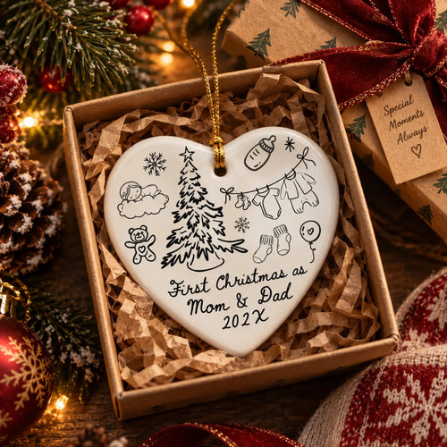 Custom Baby Arriving Ornament - Personalized Text & Year