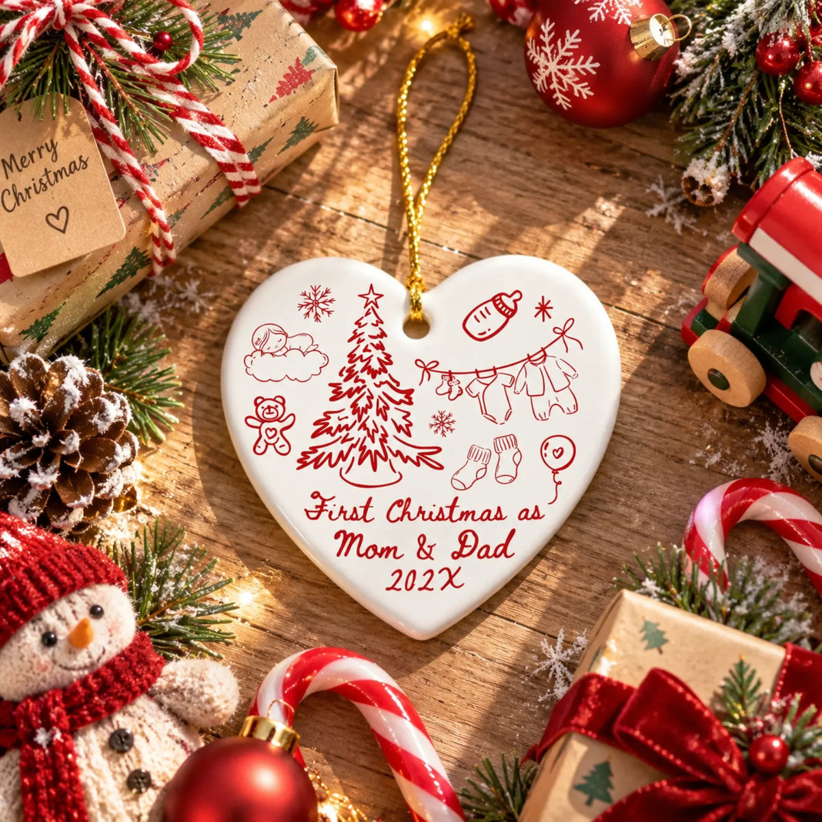 Custom Baby Arriving Ornament - Personalized Text & Year
