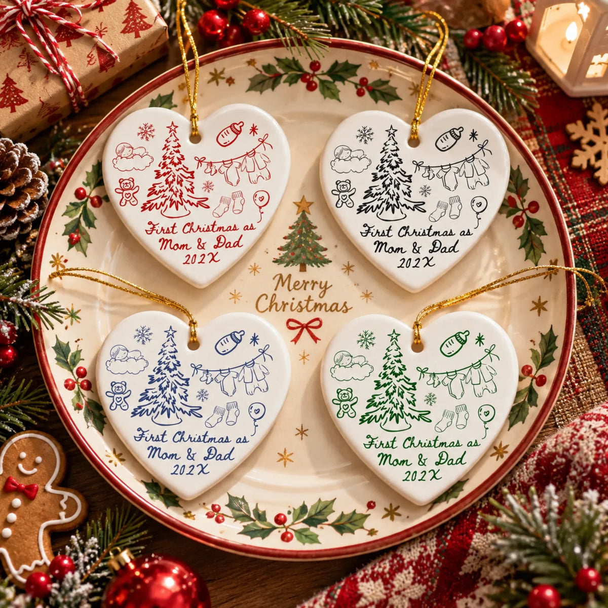 Custom Baby Arriving Ornament - Personalized Text & Year