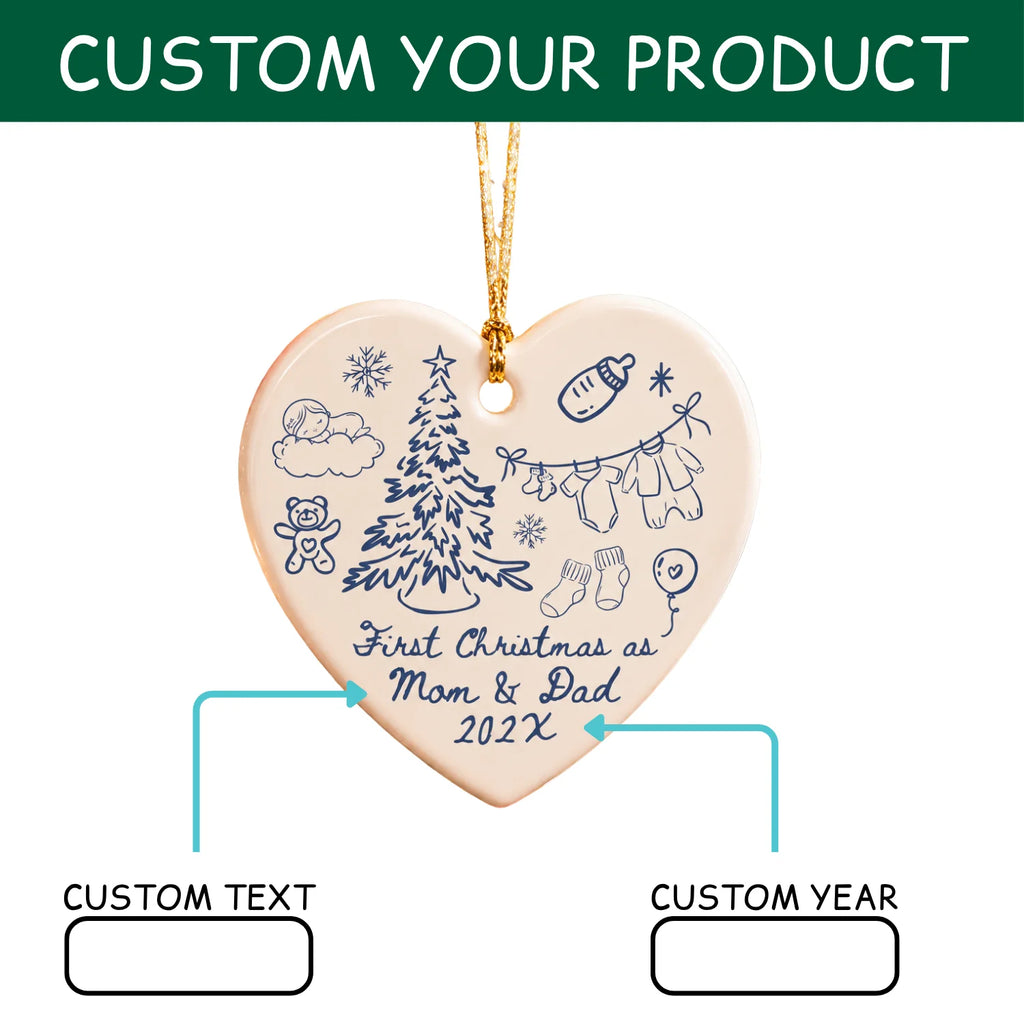 Custom Baby Arriving Ornament - Personalized Text & Year