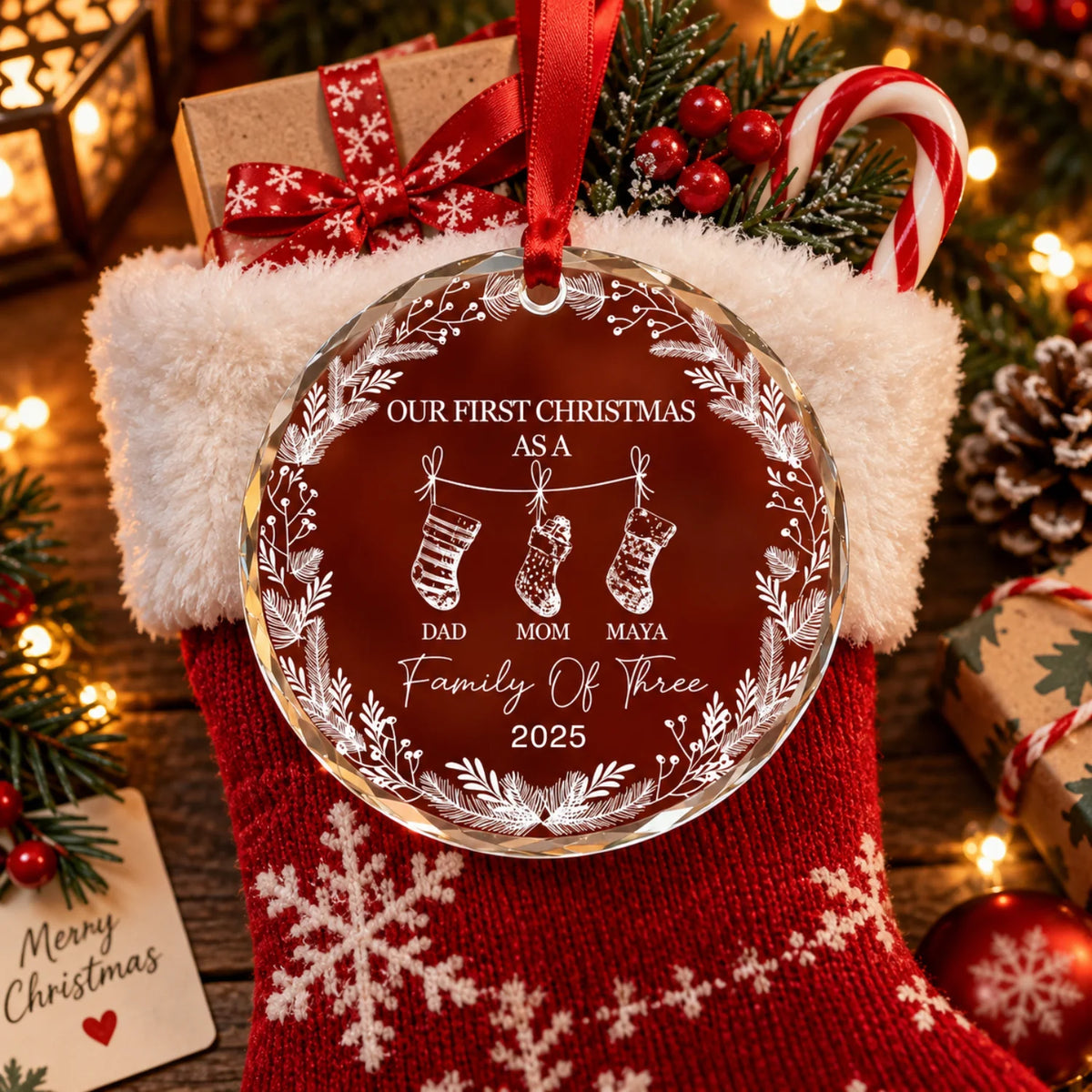 Personalized Family Christmas Ornament – Custom Family Member Names & Year