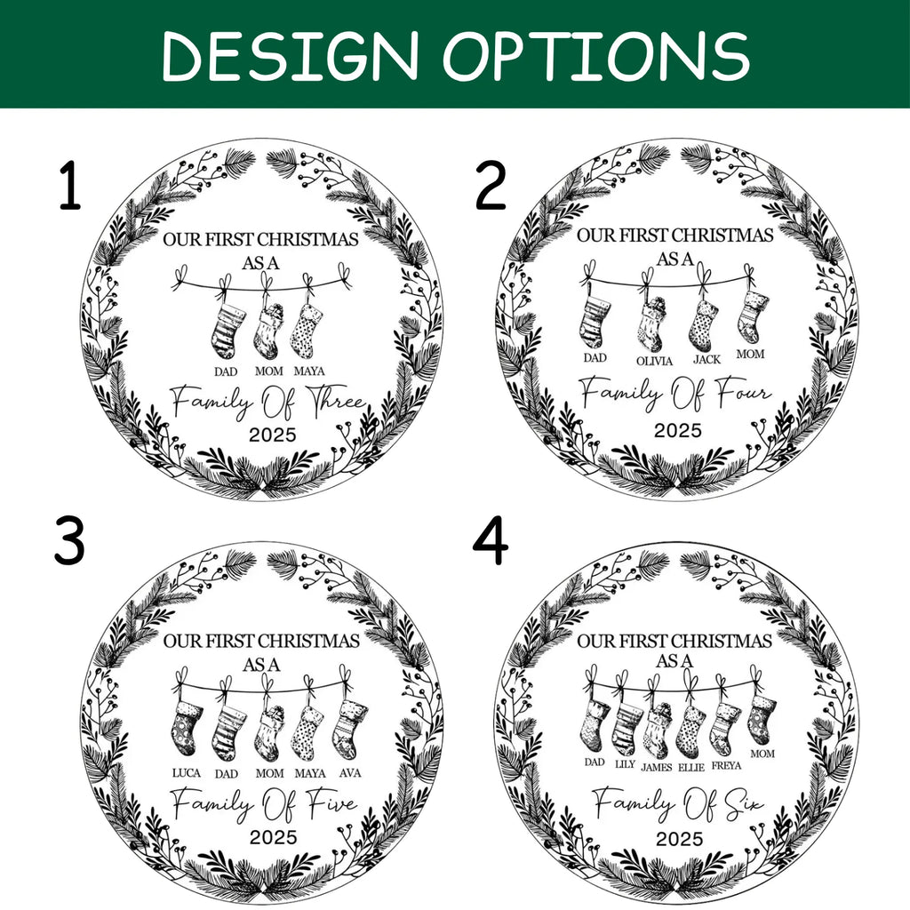 Personalized Family Christmas Ornament – Custom Family Member Names & Year
