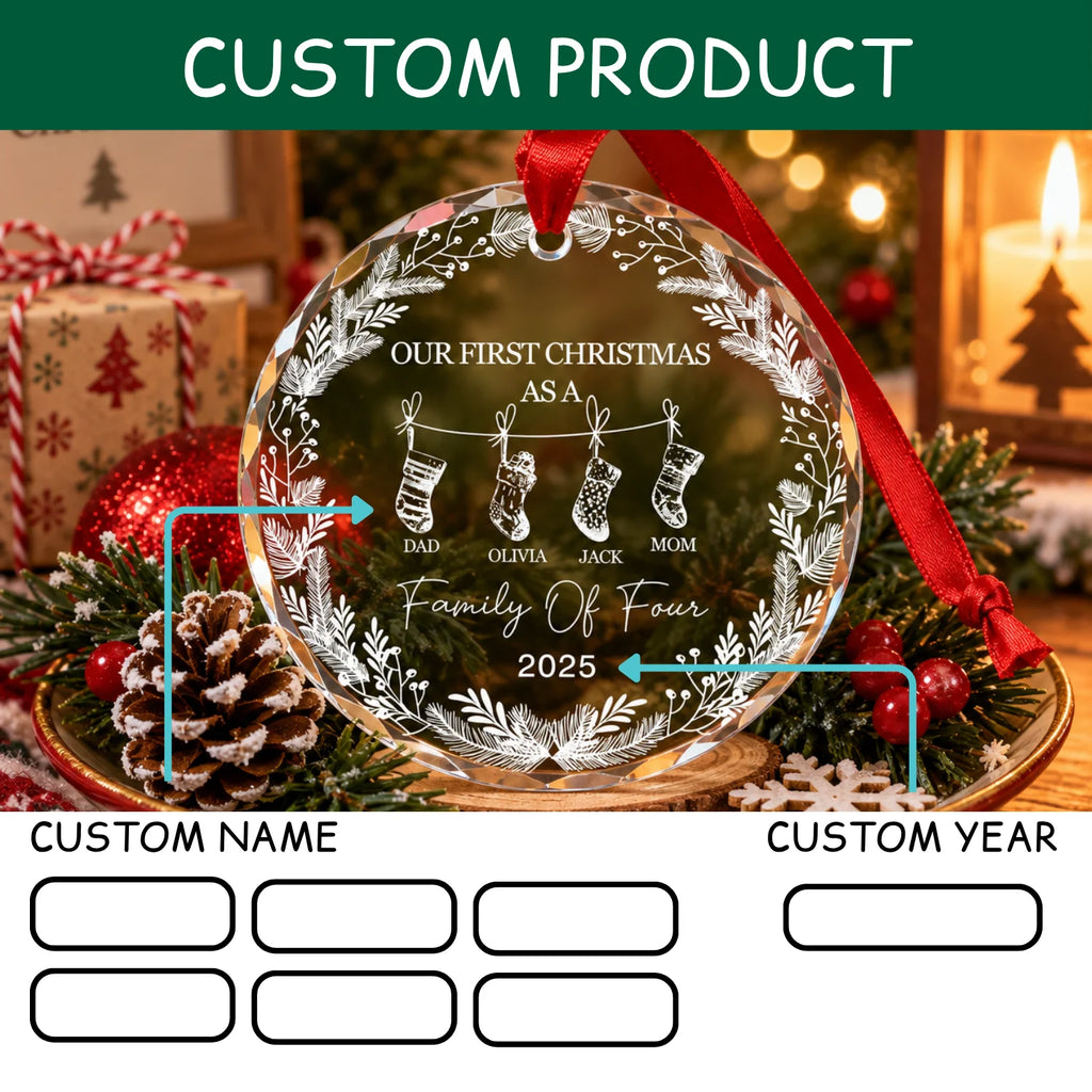 Personalized Family Christmas Ornament – Custom Family Member Names & Year