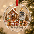 Custom Gingerbread Family Ornament - Personalized Glass & Ceramic Ornament with Family Member Names