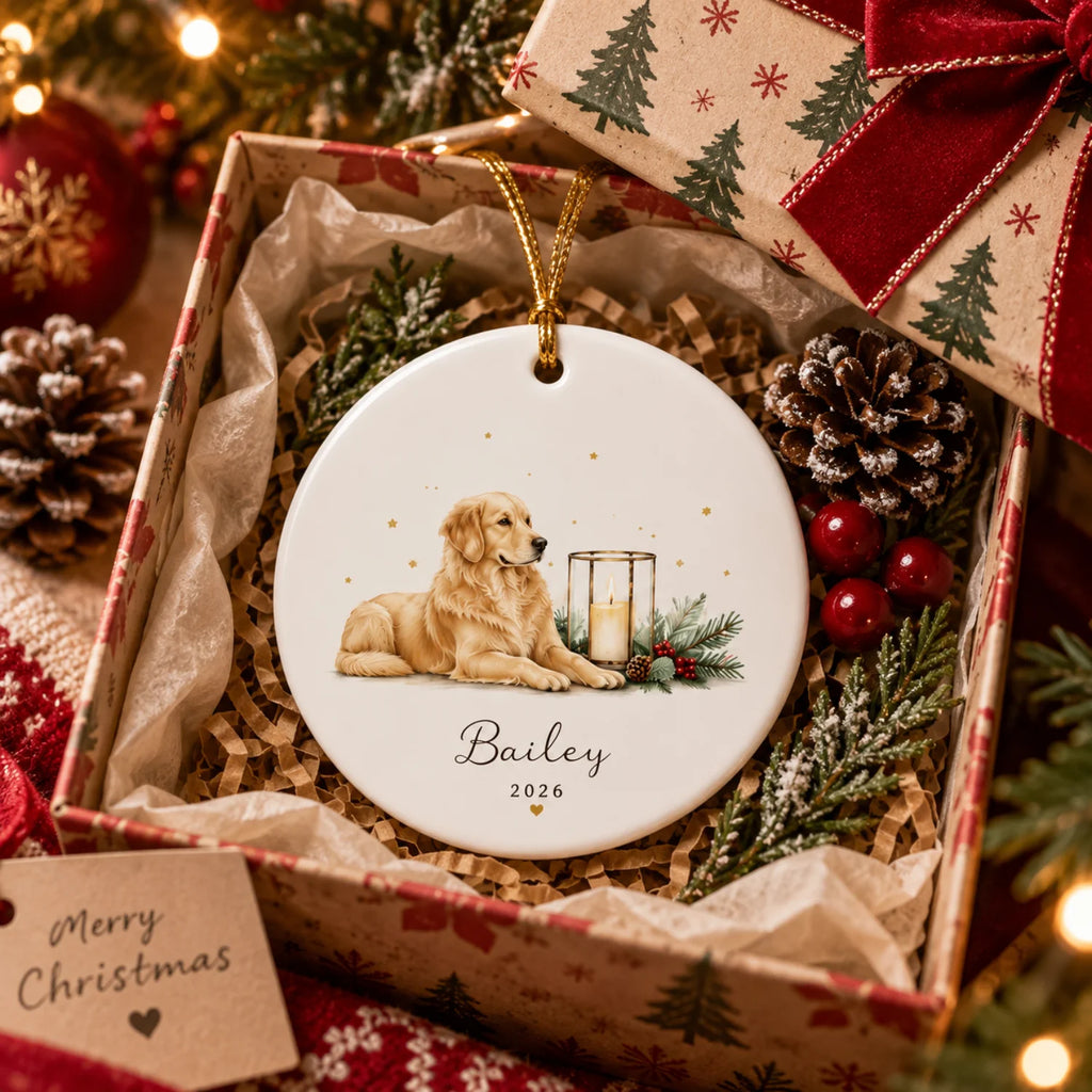 Custom Dog Memorial Ornament - Personalized Name & Designs