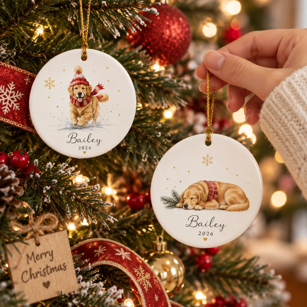 Custom Dog Memorial Ornament - Personalized Name & Designs