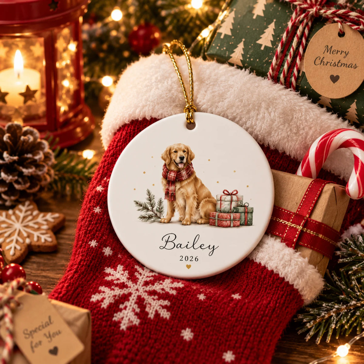 Custom Dog Memorial Ornament - Personalized Name & Designs