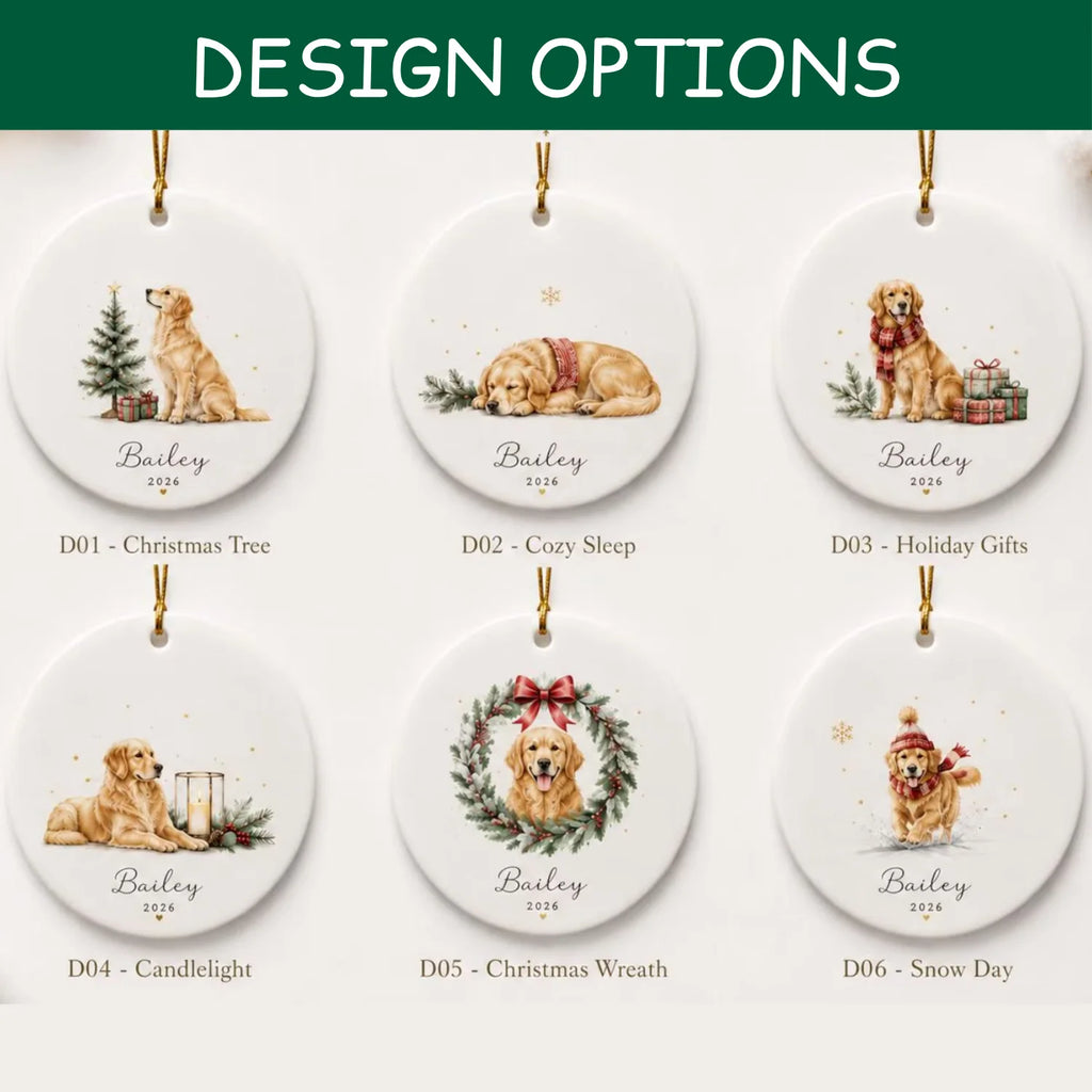 Custom Dog Memorial Ornament - Personalized Name & Designs